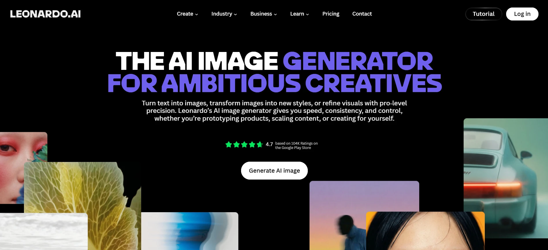 Leonardo AI homepage